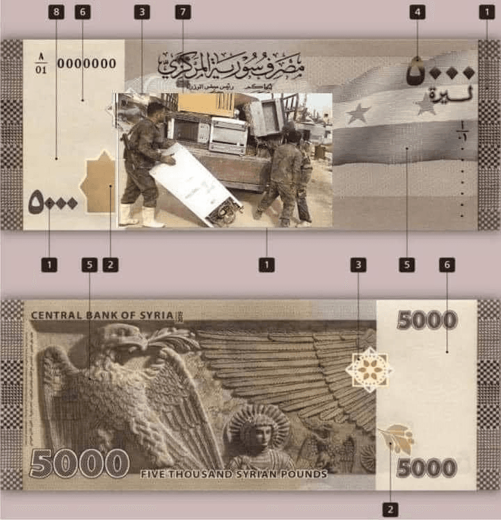 Syria 5000 lira banknote introduction spark inflation debate