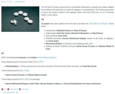 Syrian-Lebanese narcotics sanctions
