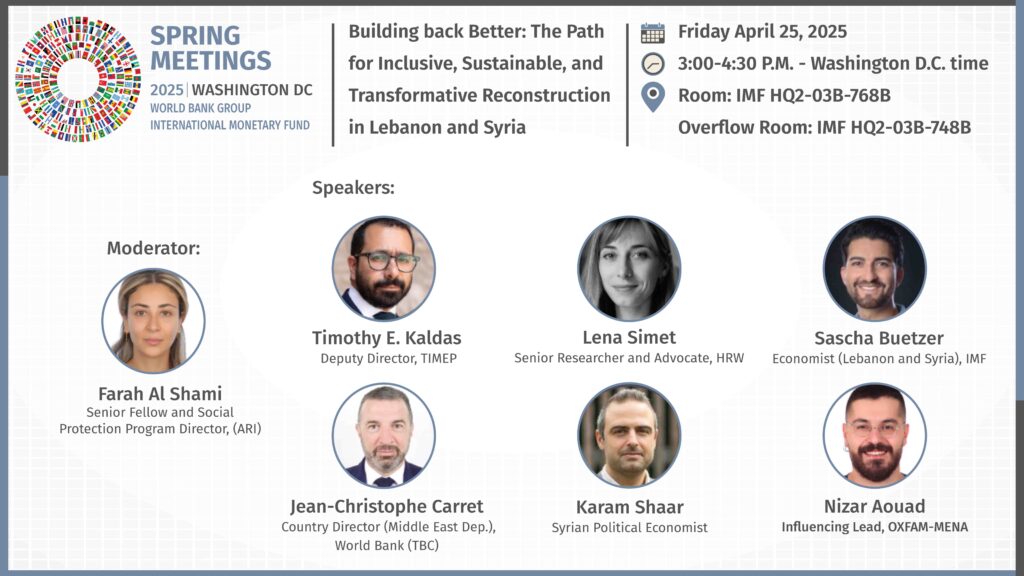 The Path for Inclusive, Sustainable, and Transformative Reconstruction in Lebanon and Syria