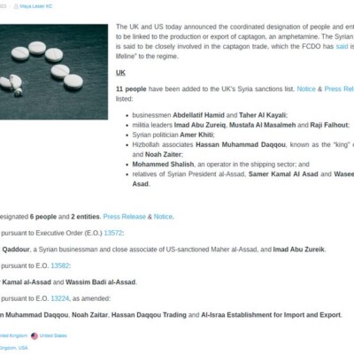 Syrian-Lebanese narcotics sanctions| Karam Shaar Advisory LTD Syrian-Lebanese narcotics sanctions